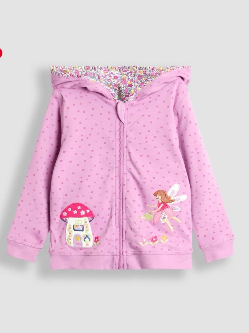 JoJo Maman Bébé Purple Fairy & Toadstool Appliqué Reversible Hoodie